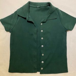 BRANDY MELVILLE GREEN BUTTON UP COLLARD SHIRT